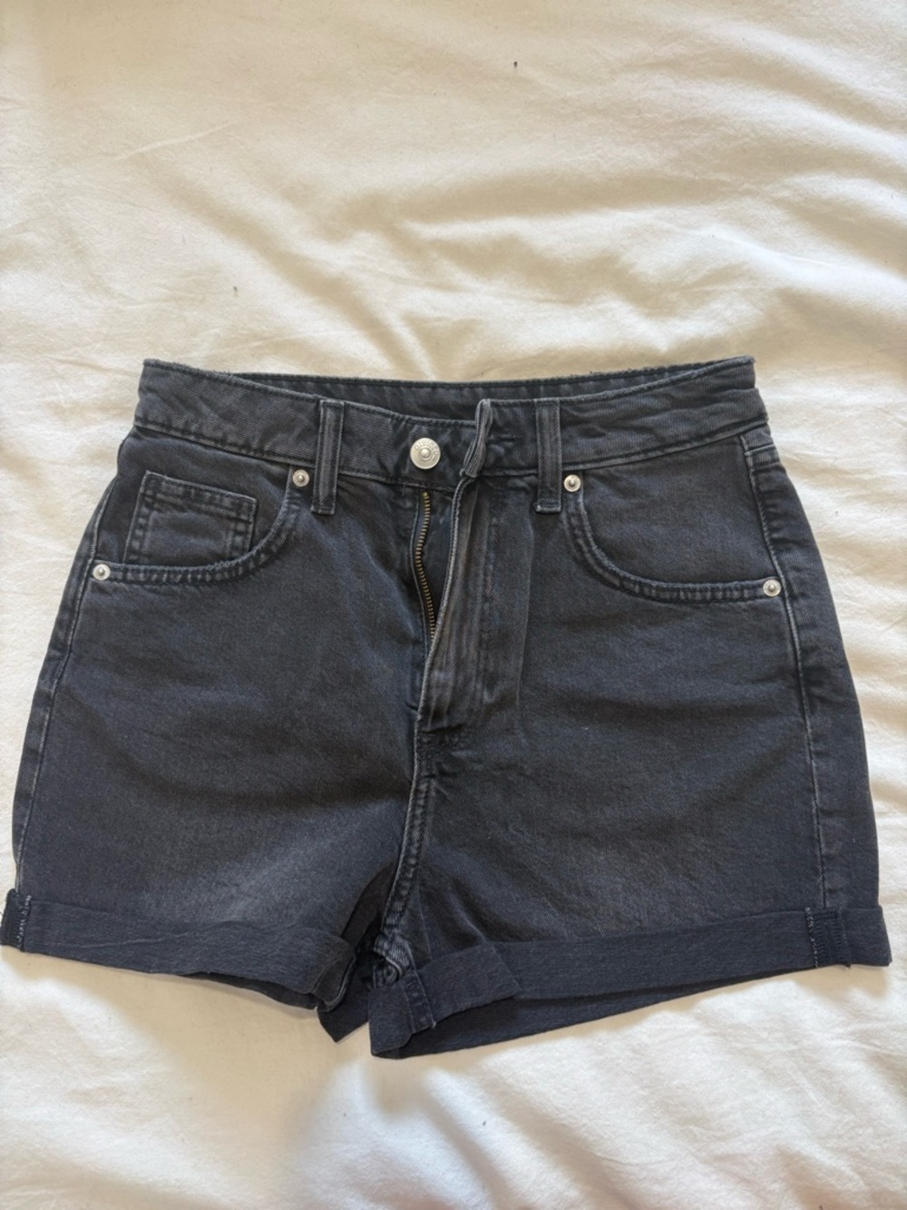 H&M Black Denim High-Rise Shorts